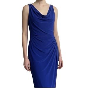 Lauren‎ Ralph Lauren Royal Blue Draped Midi Dress